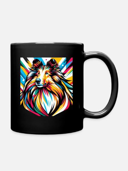 Langhaar Collie Hund - Tasse einfarbig - Schwarz