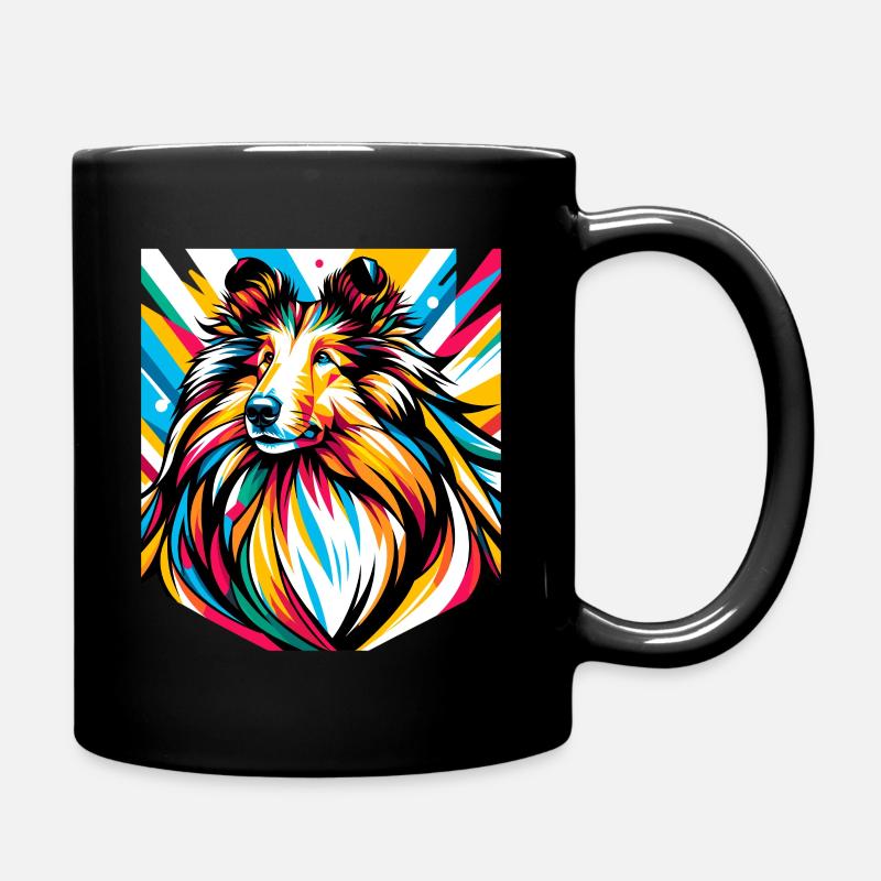 Langhaar Collie Hund - Tasse einfarbig - Schwarz