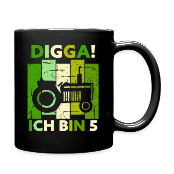 5th Birthday Boy Tractor Gift Farmer - Full Colour Mug - black - Right