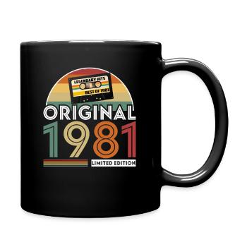 1981 Vintage Jahrgang Geburtstag Retro Geschenk - Tasse einfarbig - Schwarz - Rechts