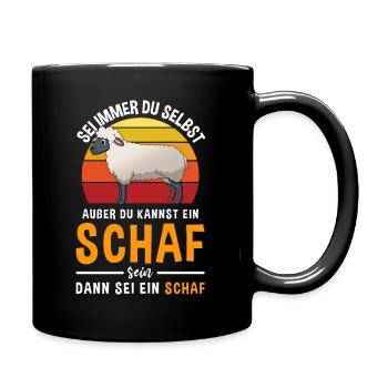 Bauer Retro Schaf Lämmer für Schafbauer - Tasse einfarbig - Schwarz - Rechts