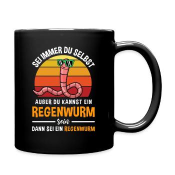 Wurm Kriechtier Retro Regenwurm Motiv - Tasse einfarbig - Schwarz - Rechts