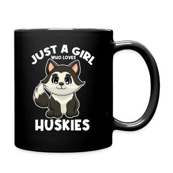 Nur ein Mädchen, das Huskys liebt - Tasse einfarbig - Schwarz - Rechts