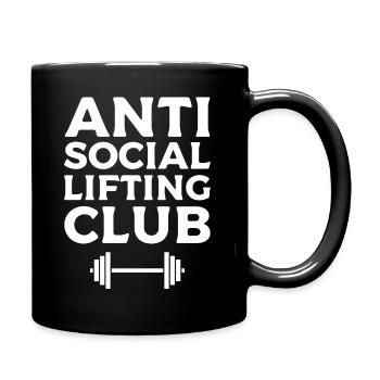 Antisocial Lifting Club Gewichtheber - Tasse einfarbig - Schwarz - Rechts