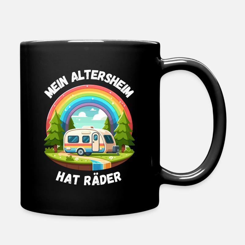 Rente Ruhestand Camping Caravan Regenbogen Rentner - Tasse einfarbig - Schwarz