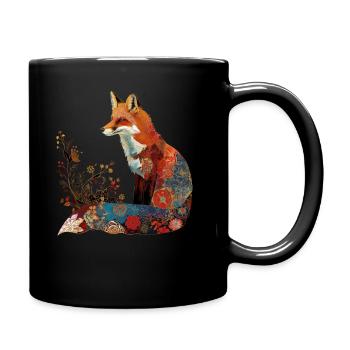 Fuchs Blumen Vintage Geschenk - Tasse einfarbig - Schwarz - Rechts