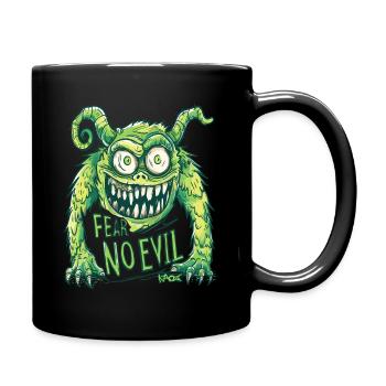 Fear No Evil: Funny Cartoon Monster - Full Colour Mug - black - Right