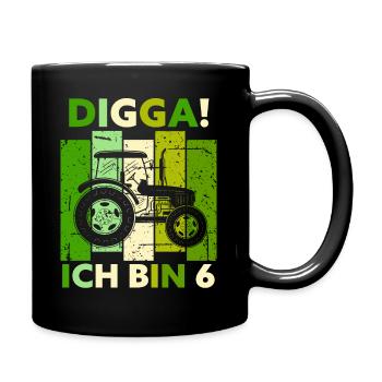 6th Birthday Boy Tractor Gift Farmer - Full Colour Mug - black - Right
