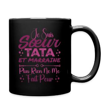 Schwester Tata und Patentante - Tasse einfarbig - Schwarz - Rechts