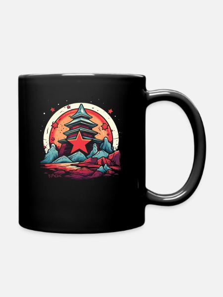 Ein Schrein aus Stein und Sterne in Japan - Tasse einfarbig - Schwarz