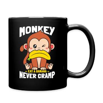 Affe Essen Banane Niemals Krampf - Tasse einfarbig - Schwarz - Rechts