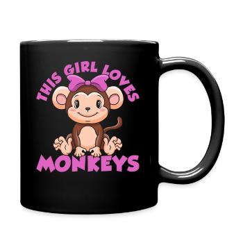 This girl loves monkeys - Full Colour Mug - black - Right