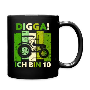 10th Birthday Boy Tractor Gift Farmer - Full Colour Mug - black - Right