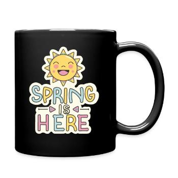 Spring Spring is here sun flowers - Full Colour Mug - black - Right