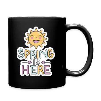 Spring Spring is here sun flowers - Full Colour Mug - black - Right