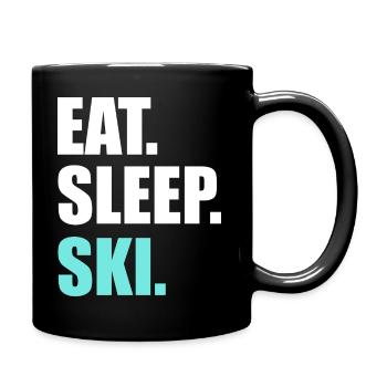 Eat Sleep Ski - Tasse einfarbig - Schwarz - Rechts