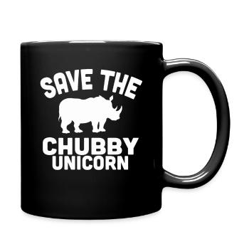 Rette das mollige Einhorn – Rhino Humor - Tasse einfarbig - Schwarz - Rechts
