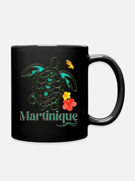 Martinique 972 Tropische Hibiskus-Meeresschildkröte - Tasse einfarbig - Schwarz