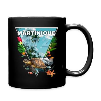 Martinique 972 Schildkröte Tropische Blumen Geschenk - Tasse einfarbig - Schwarz - Rechts