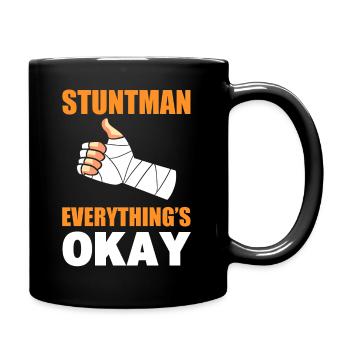 Lustiger Stuntman - Tasse einfarbig - Schwarz - Rechts