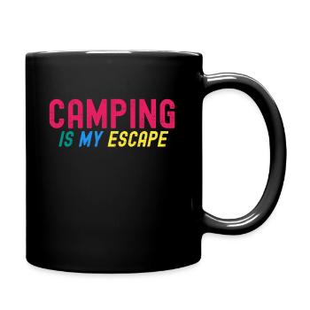 Camping ist meine Flucht - Tasse einfarbig - Schwarz - Rechts
