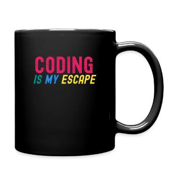 Programmieren ist meine Flucht - Tasse einfarbig - Schwarz - Rechts