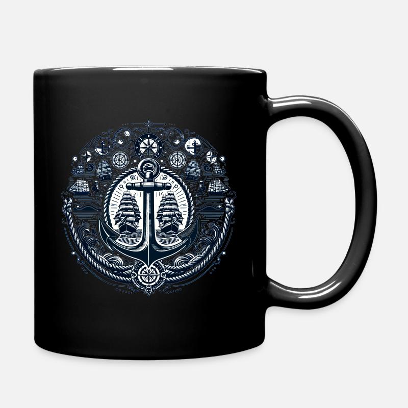 Centered nautical design - Full Colour Mug - black