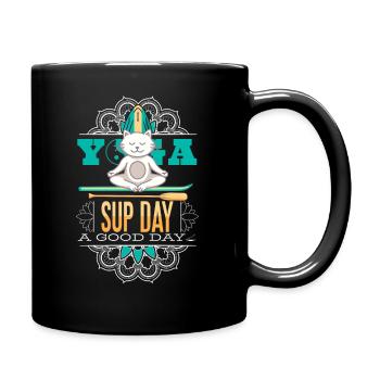 SUP paddleboarding Stand Up Paddle Katze Yoga - Tasse einfarbig - Schwarz - Rechts