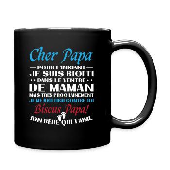 Originelle Schwangerschaftsanzeige für werdende Väter - Tasse einfarbig - Schwarz - Rechts