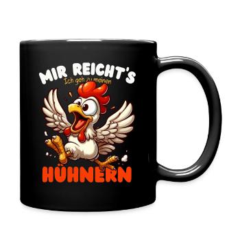 Huhn Hühner Hühnerhof Hühnerstall Federvieh lustig - Tasse einfarbig - Schwarz - Rechts