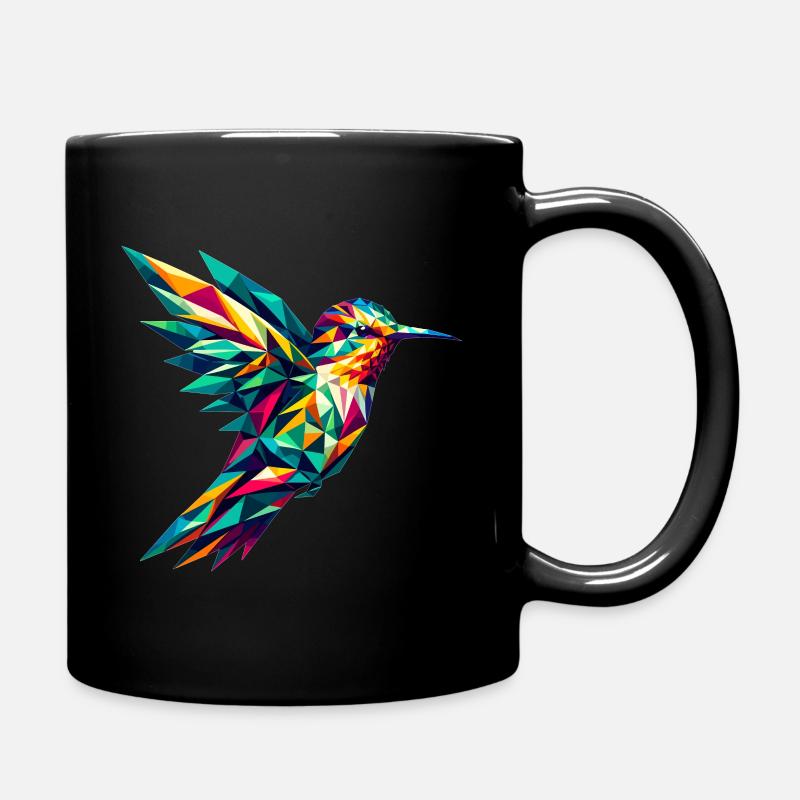 Kolibri in Polygonendarstellung - Tasse einfarbig - Schwarz