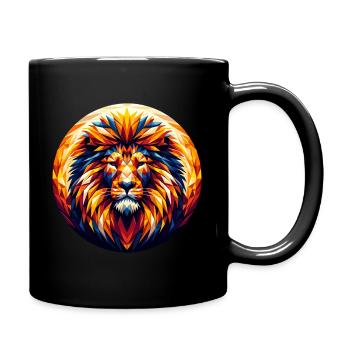 Lion in polygon illustration - Full Colour Mug - black - Right
