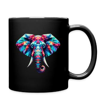 Elephant in polygon illustration - Full Colour Mug - black - Right