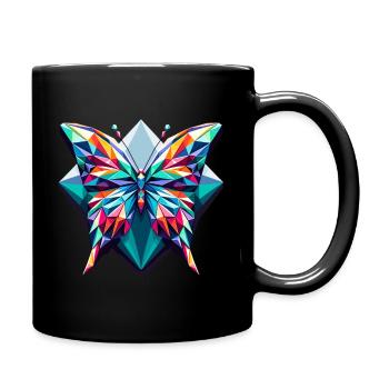 Butterfly in polygon illustration - Full Colour Mug - black - Right
