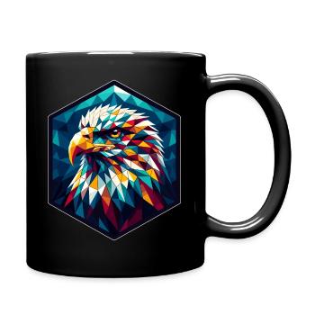 White-tailed eagle in polygon representation - Full Colour Mug - black - Right