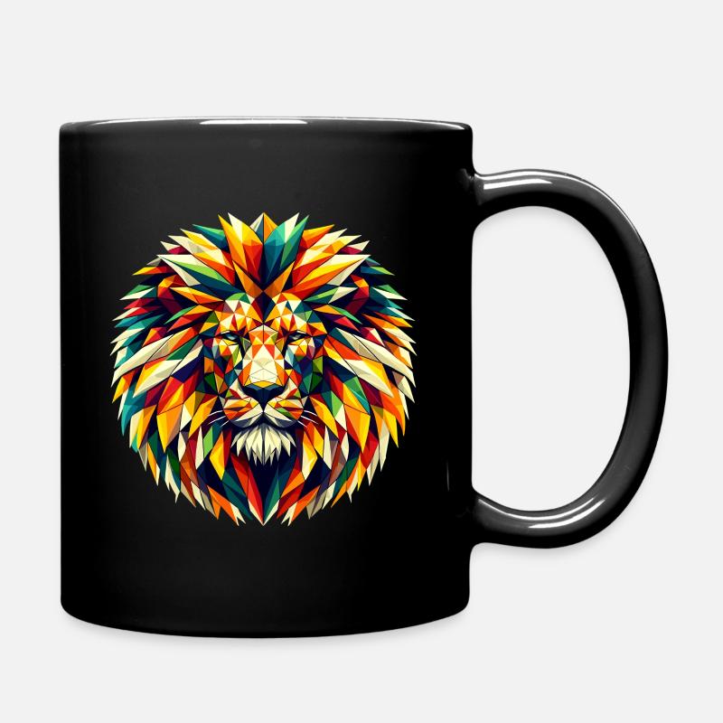 Lion in polygon illustration - Full Colour Mug - black