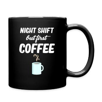 Quart de nuit, mais premier café plus drôle - Mug uni - noir - Droite