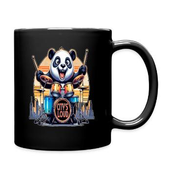 Citys Loud, Urban Beat Panda Drummer - Full Colour Mug - black - Right