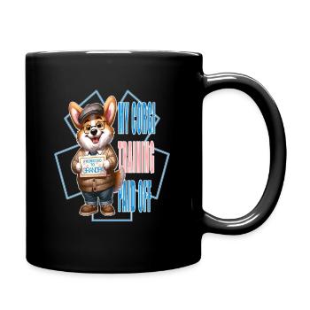 Corgi Grandpa Wisdom, Joyful Promotion Celebration - Full Colour Mug - black - Right