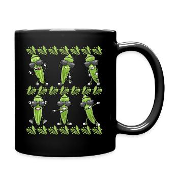 Dancing okra with sunglasses okra - Full Colour Mug - black - Right