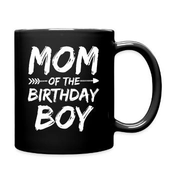Mom of the birthday boy matching family party - Full Colour Mug - black - Right
