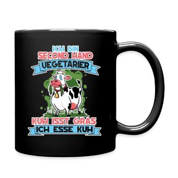Ich Bin Second Hand Vegetarier Kuh Isst Gras - Tasse einfarbig - Schwarz - Rechts