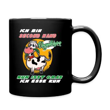 Ich Bin Second Hand Vegetarier Kuh Isst Gras - Tasse einfarbig - Schwarz - Rechts
