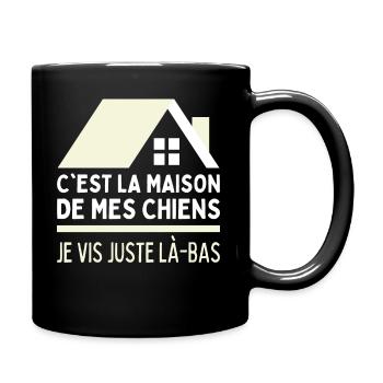 Je Vis Chez Mes Chiens Habite Maison De Mes Chiens - Mug uni - noir - Droite