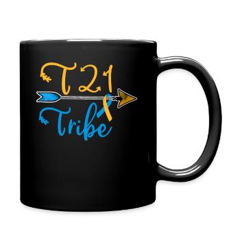 Down Syndrome Awareness Blue Yellow Ribbon T21 - Full Colour Mug - black - Right