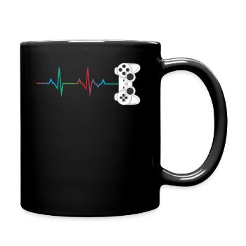 Gamer Heartbeat Controller Retro Video Game Lover - Full Colour Mug - black - Right