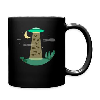Flying Saucer Dinosaur - Full Colour Mug - black - Right