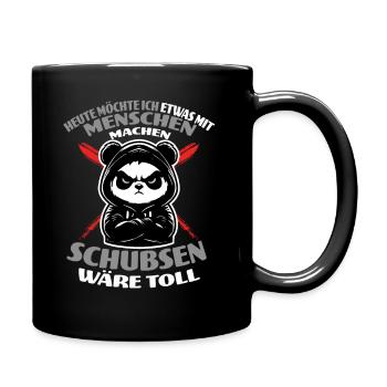 Panda wants to do something with humans - Full Colour Mug - black - Right