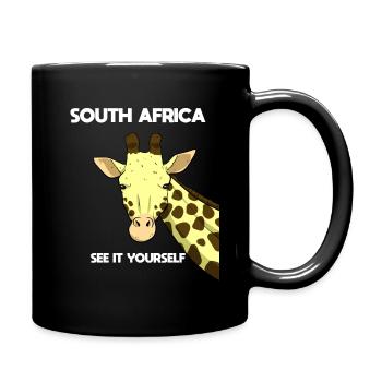 Südafrika Giraffe Reiseführer - Tasse einfarbig - Schwarz - Rechts