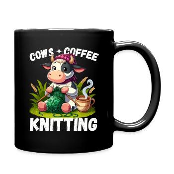 Stricken Kuh Handarbeit Kaffee Wolle Stricknadel - Tasse einfarbig - Schwarz - Rechts